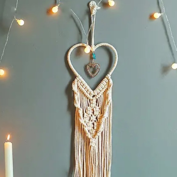 New Sample Sale Bohemian Heart Macramé Woven Wall Accent Hanging Decoration - Picture 2 of 7